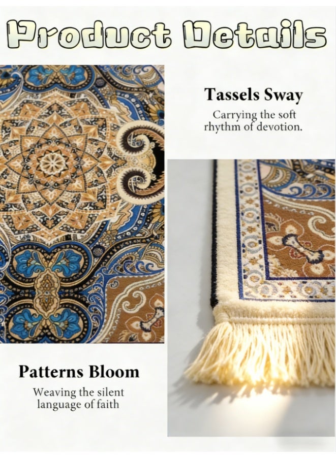 Islamic Janamaz Prayer Mat, Soft Velvet Namaz Mat, Turkey Style Aasan for Daily Namaz & Salah, 70*120CM, Printed Multi (L2523) - Image 2